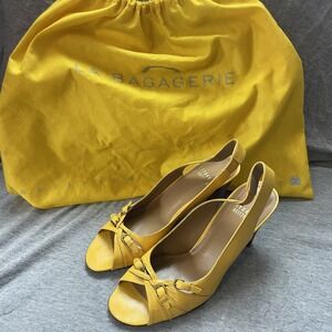Stuart Weitzman 5.5 Women's Sling back Heels Leather Soles Yellow Easter